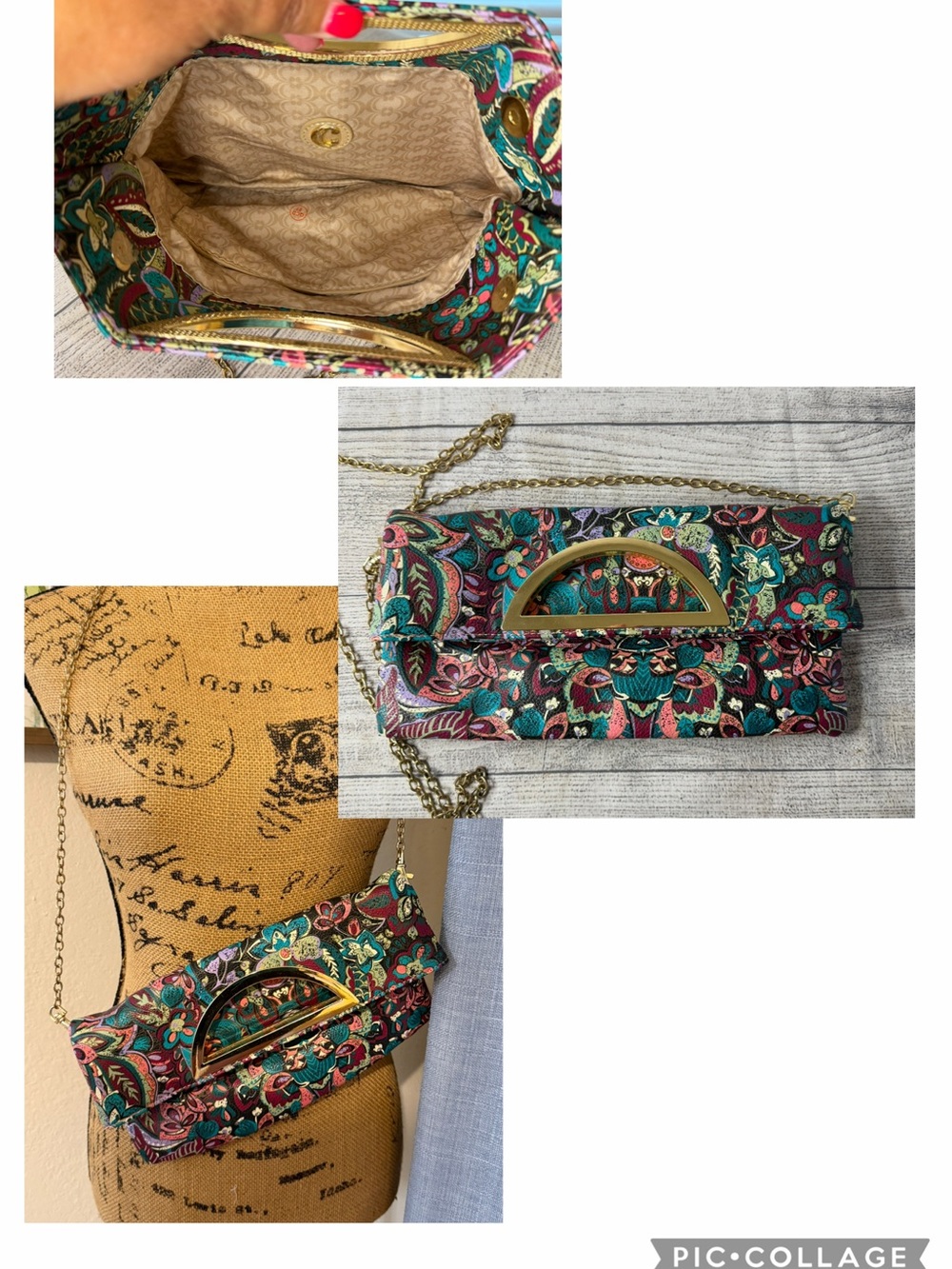 Floral Multicolor Chain Strap Clutch Bag Crossbody by Charming Charlie